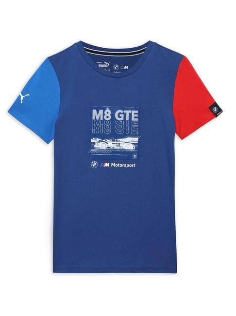 puma kids bmw m motorsport blue cotton printed t-shirt