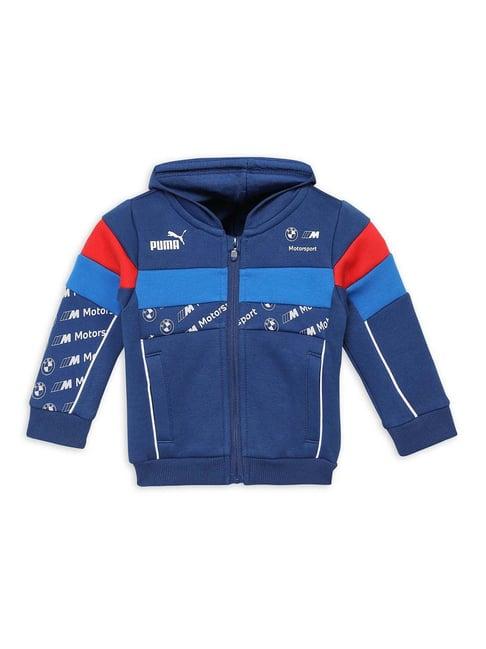 puma kids bmw m motorsport sds blue cotton color block full sleeves sweatshirt