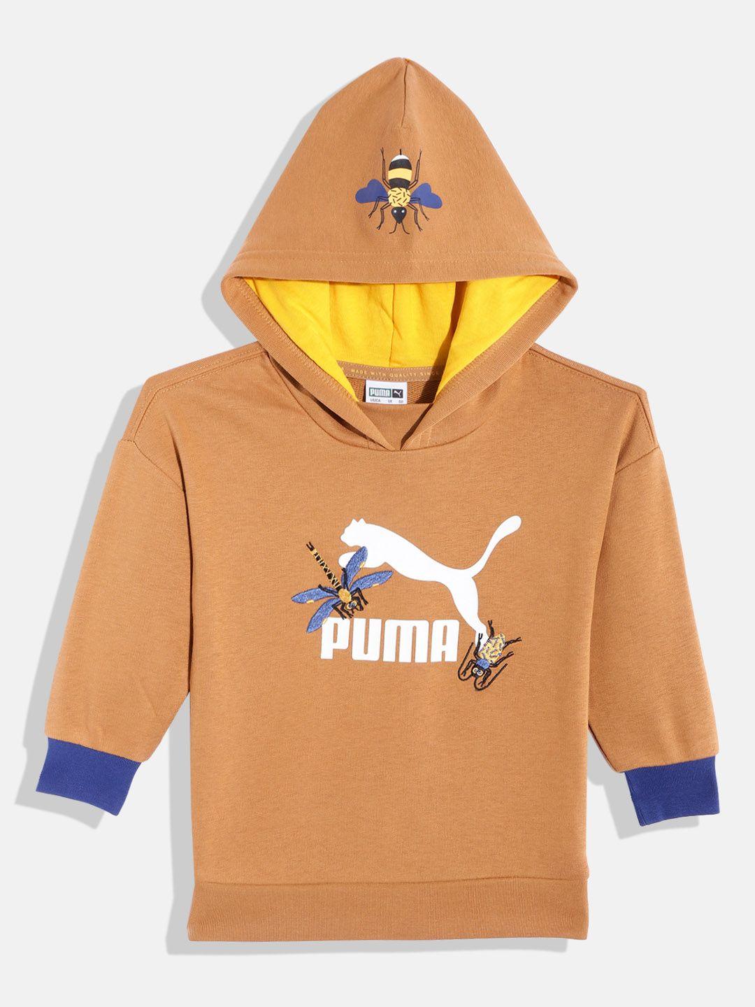 puma kids brand logo print hooded sweatshirt