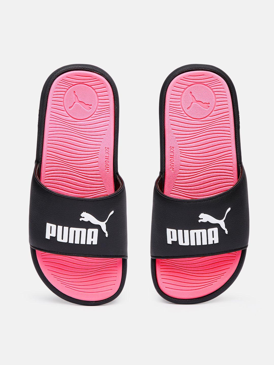 puma kids brand logo printed sliders