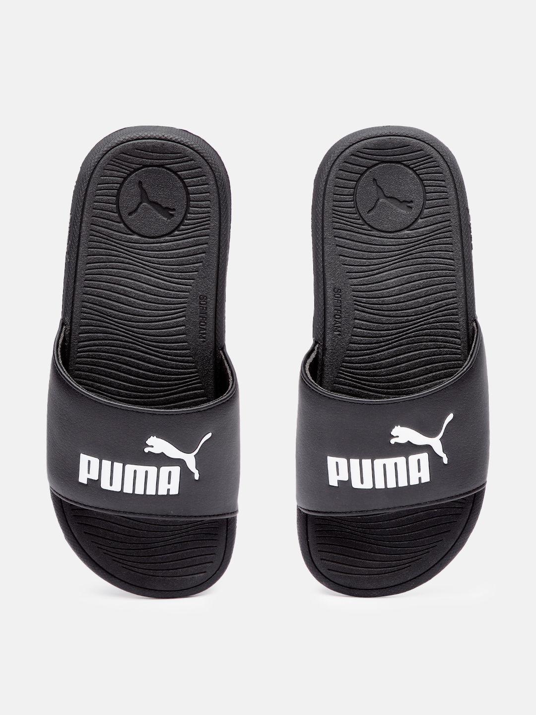 puma kids brand logo printed sliders