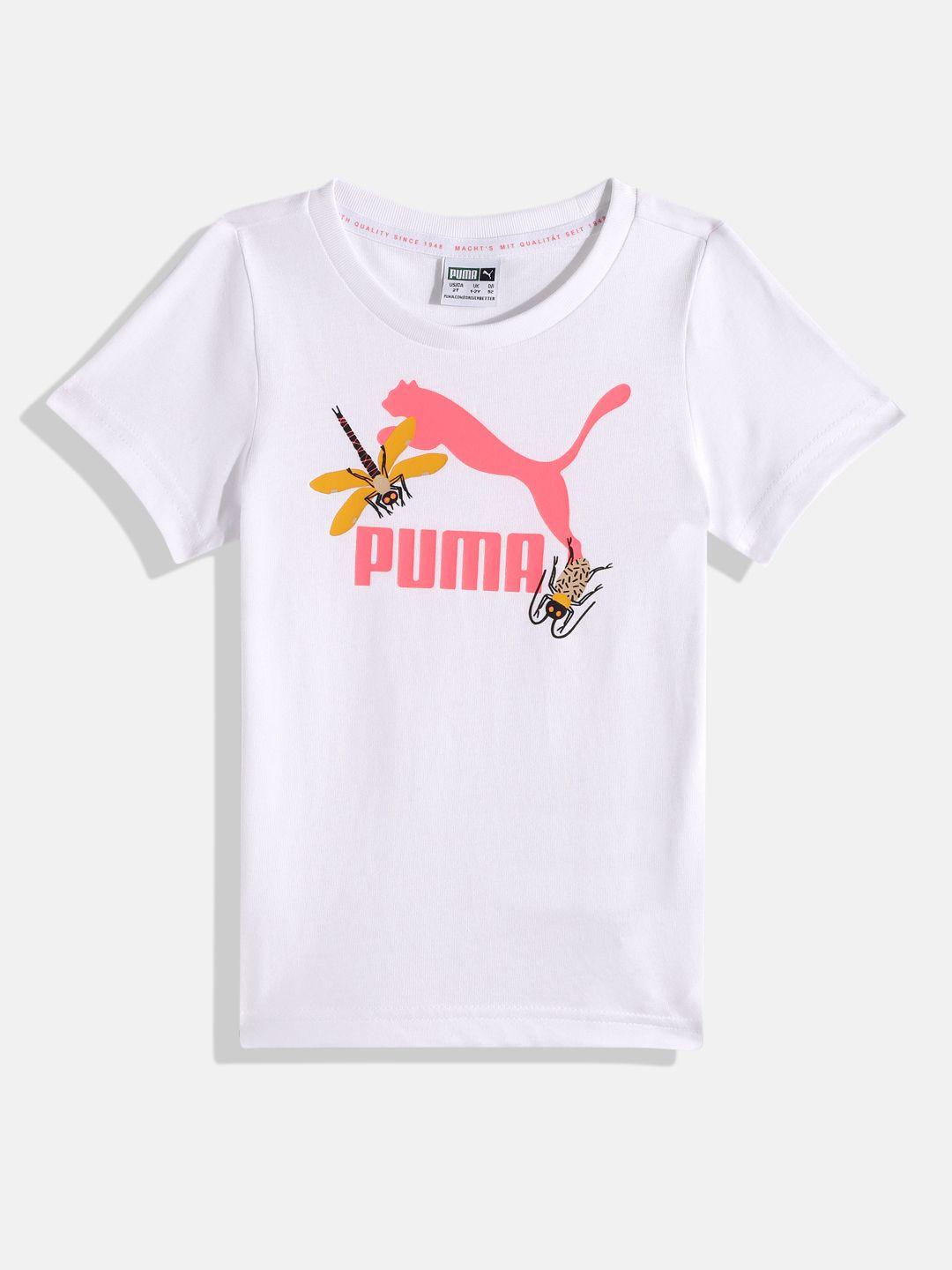 puma kids brand logo printed small world pure cotton t-shirt
