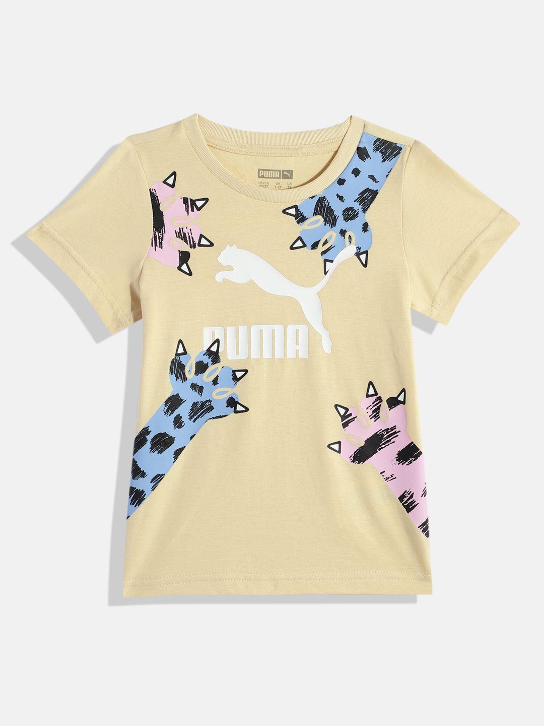 puma kids classics mates brand logo printed pure cotton t-shirt