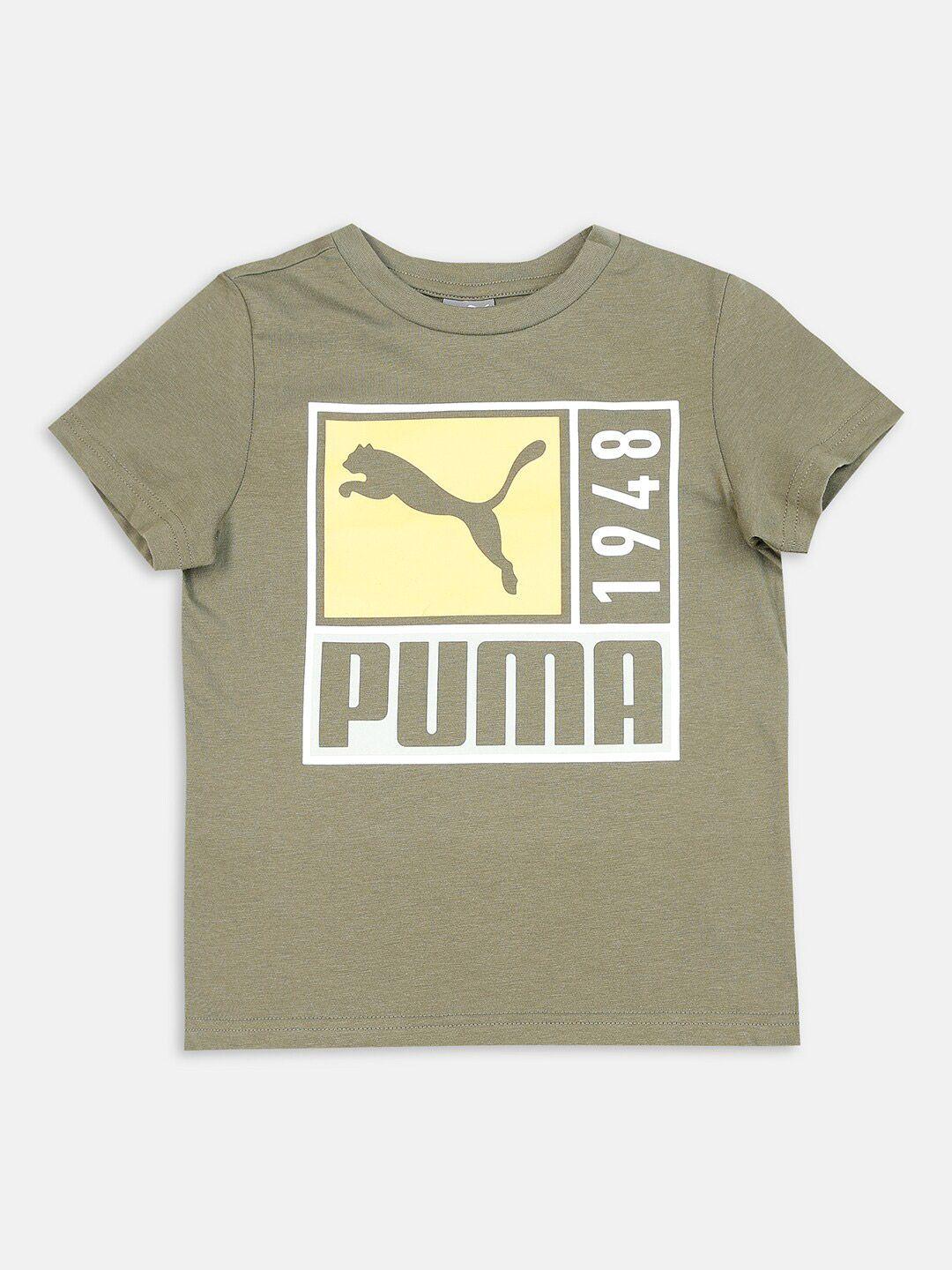 puma kids green printed t-shirt