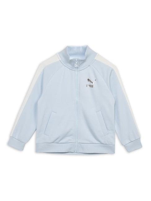 puma kids icy blue cotton logo full sleeves jacket
