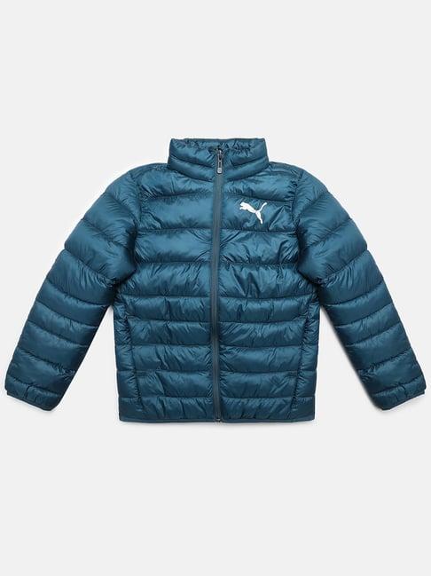 puma kids intense blue logo full sleeves padded jacket