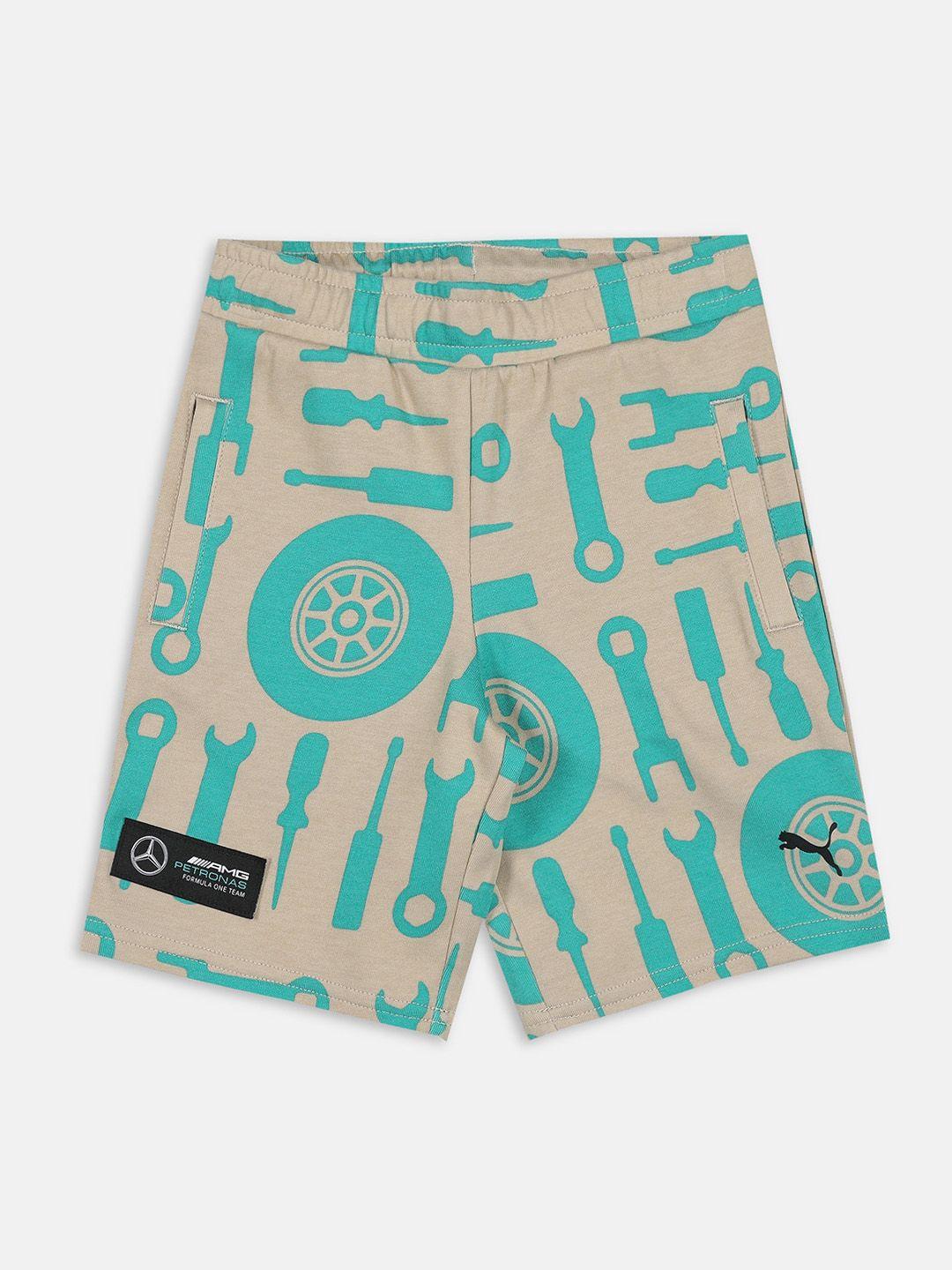 puma kids kids mercedes amg petronas f1 all over print regular fit cotton sports shorts