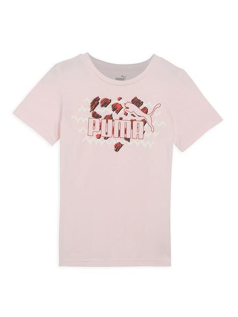 puma kids light pink logo print t-shirt