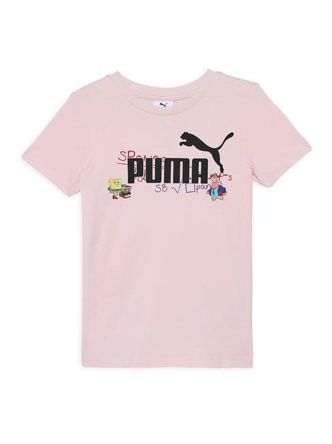 puma kids light pink printed t-shirt