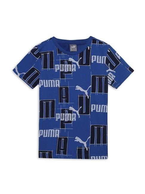 puma kids logo lab cobalt blue cotton printed t-shirt