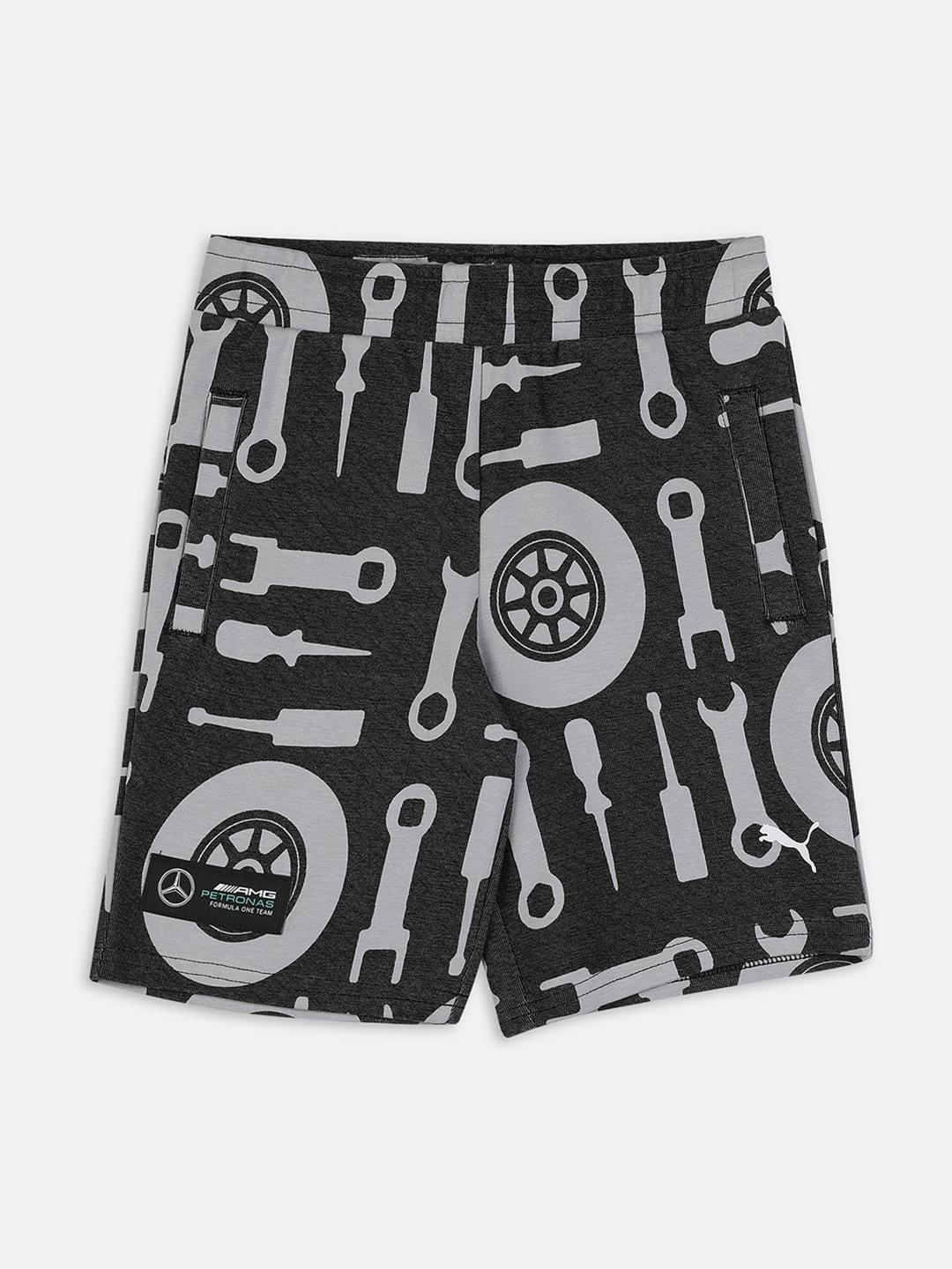 puma kids mercedes amg petronas f1 all over printed cotton shorts