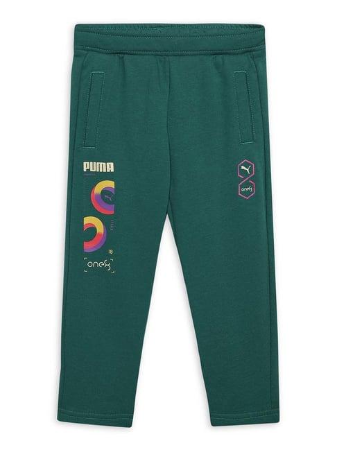 puma kids one8 vine green cotton printed pants