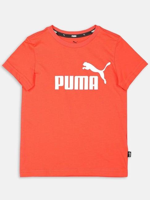 puma kids orange cotton logo t-shirt