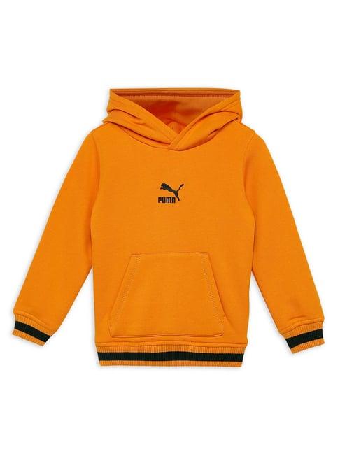puma kids orange solid full sleeves hoodie