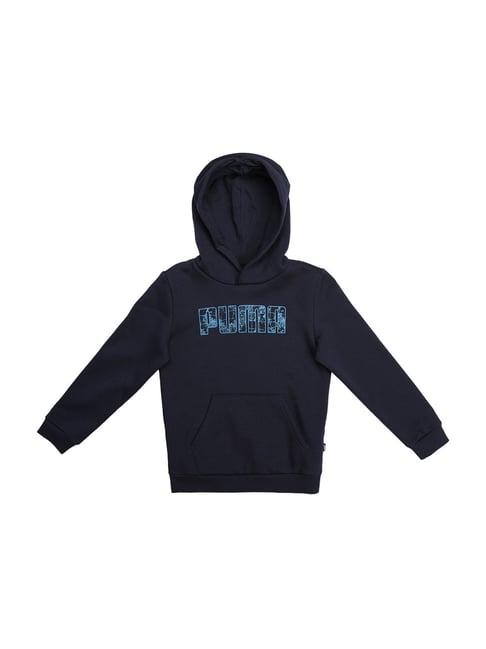 puma kids peacoat logo print hoodie