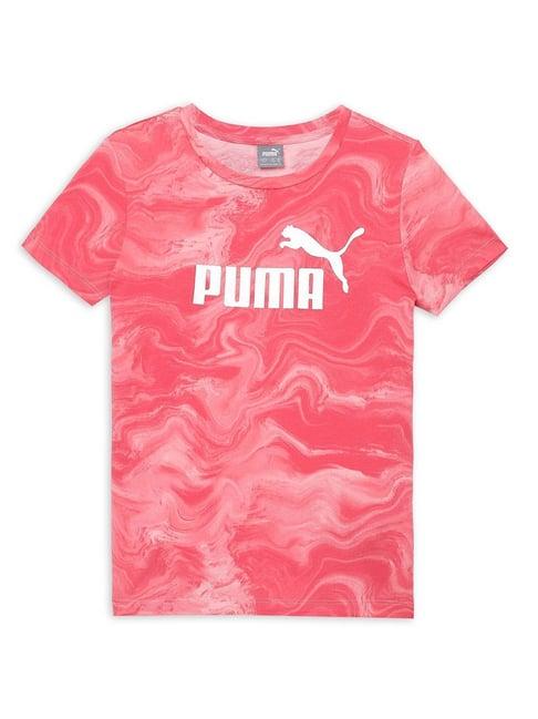 puma kids pink logo print t-shirt