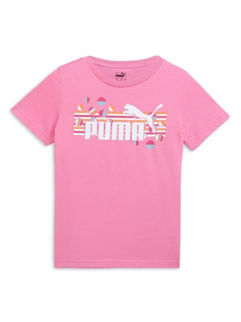 puma kids pink logo print t-shirt