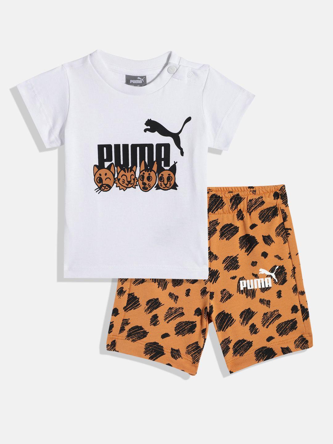 puma kids printed essential+ puma mates pure cotton t-shirt with shorts