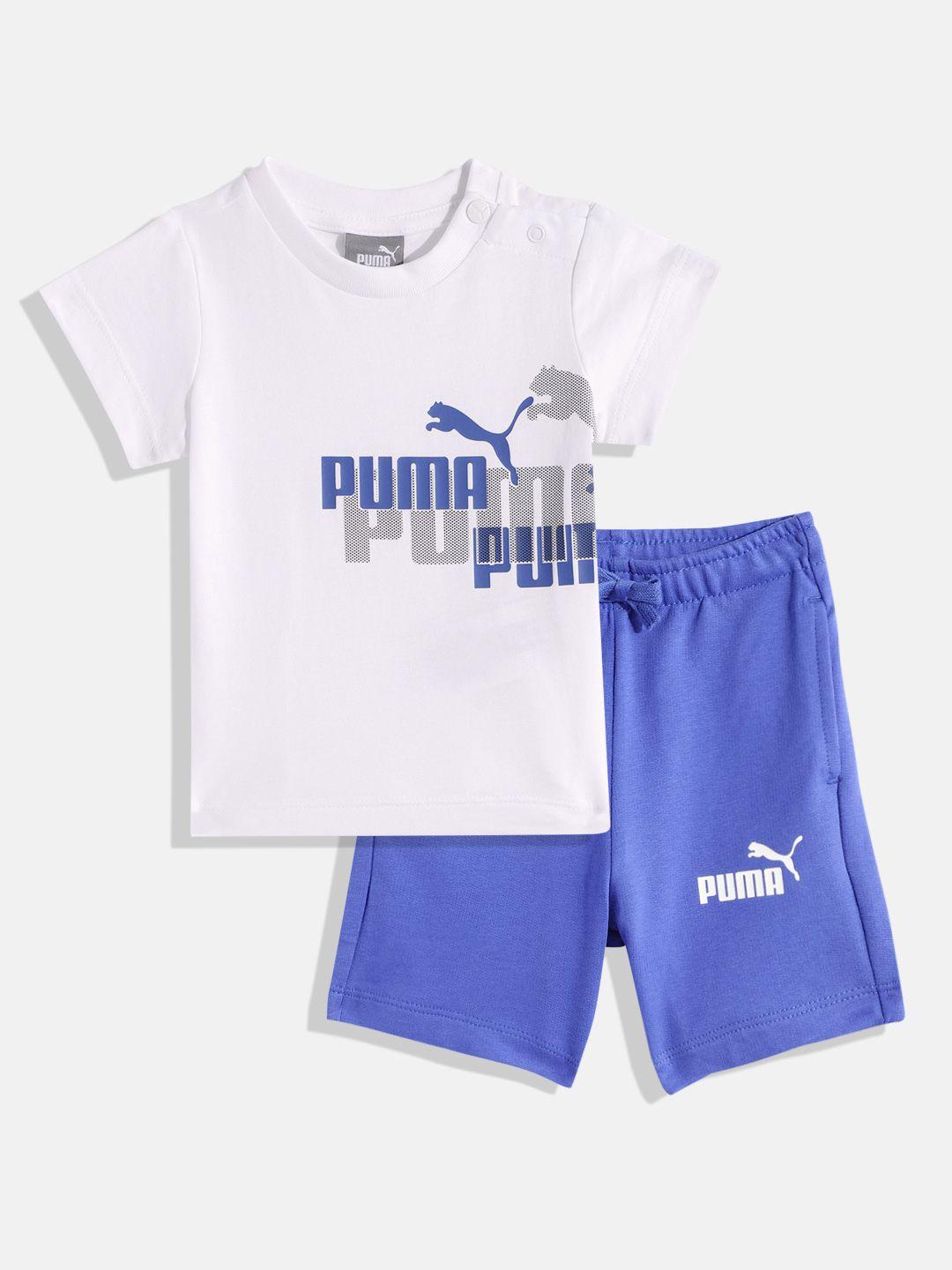 puma kids printed pure cotton t-shirt with shorts