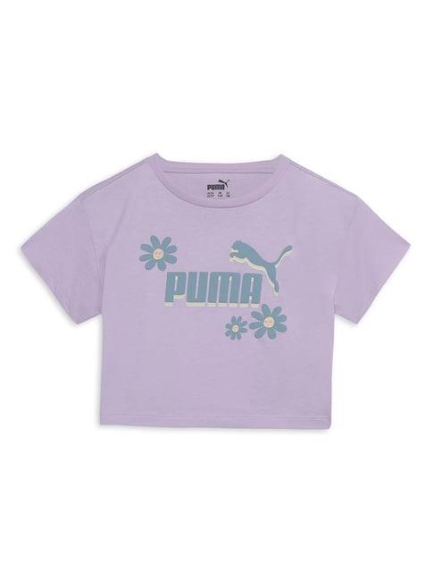 puma kids purple cotton floral print t-shirt