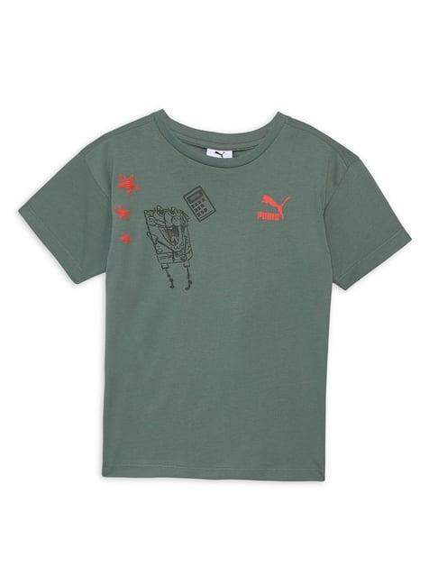 puma kids sage green printed t-shirt