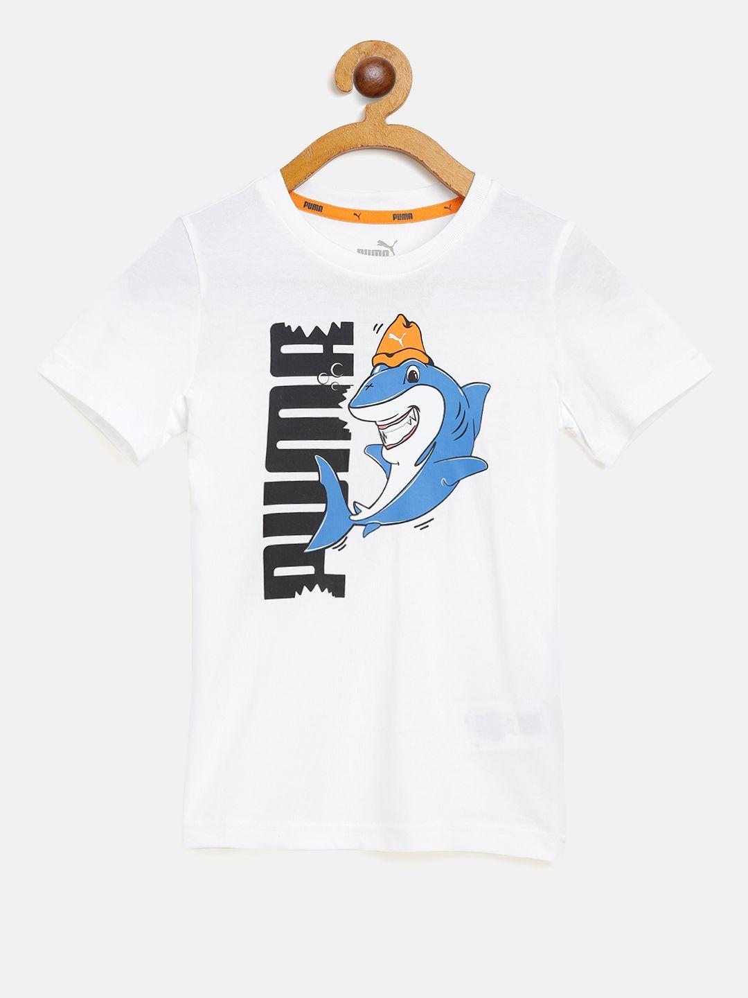 puma kids shark & brand logo print regular fit t-shirt