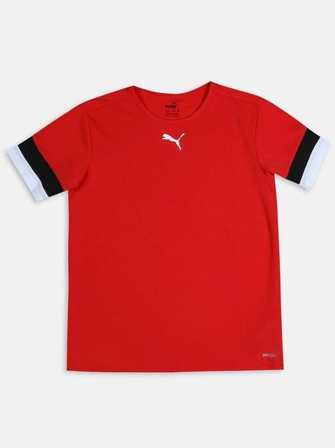puma kids teamrise jr red & black regular fit t-shirt