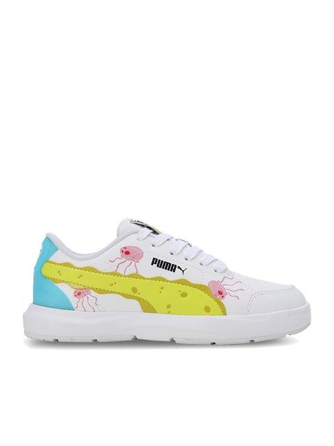 puma kids white & yellow casual sneakers