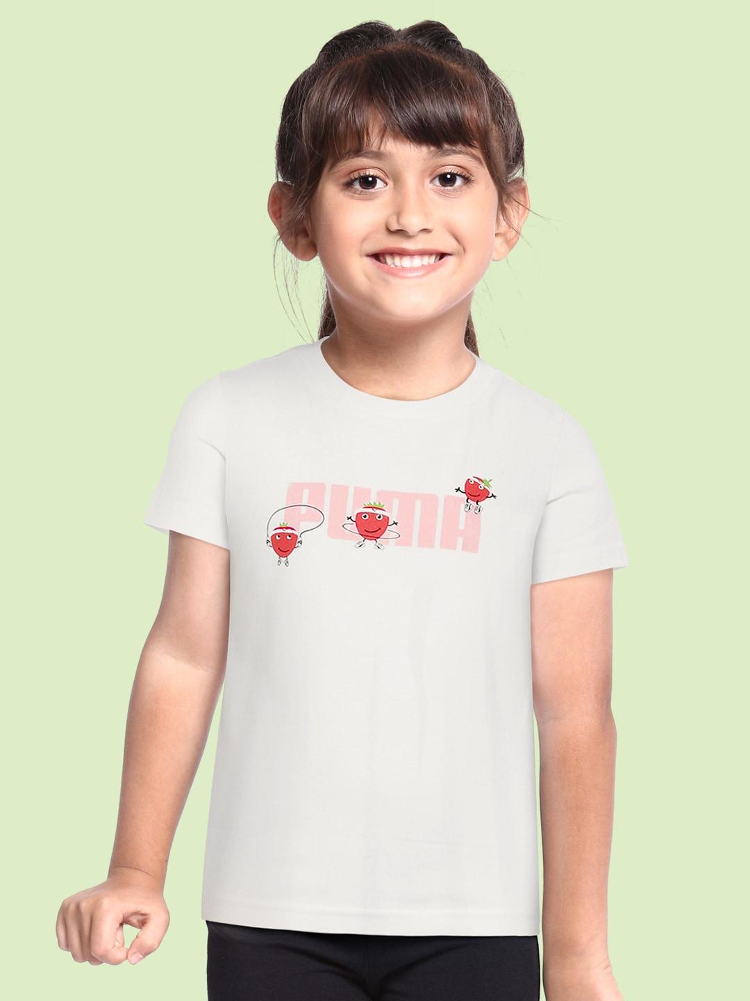 puma kids white fruitmates printed pure cotton t-shirt