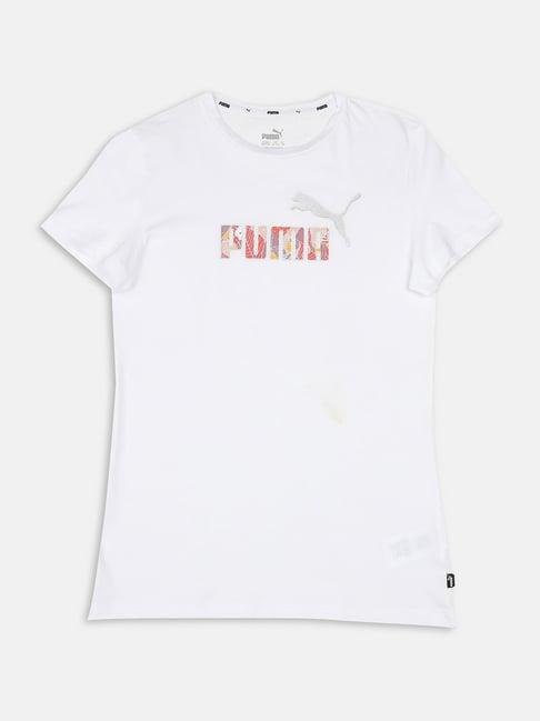 puma kids white printed t-shirt