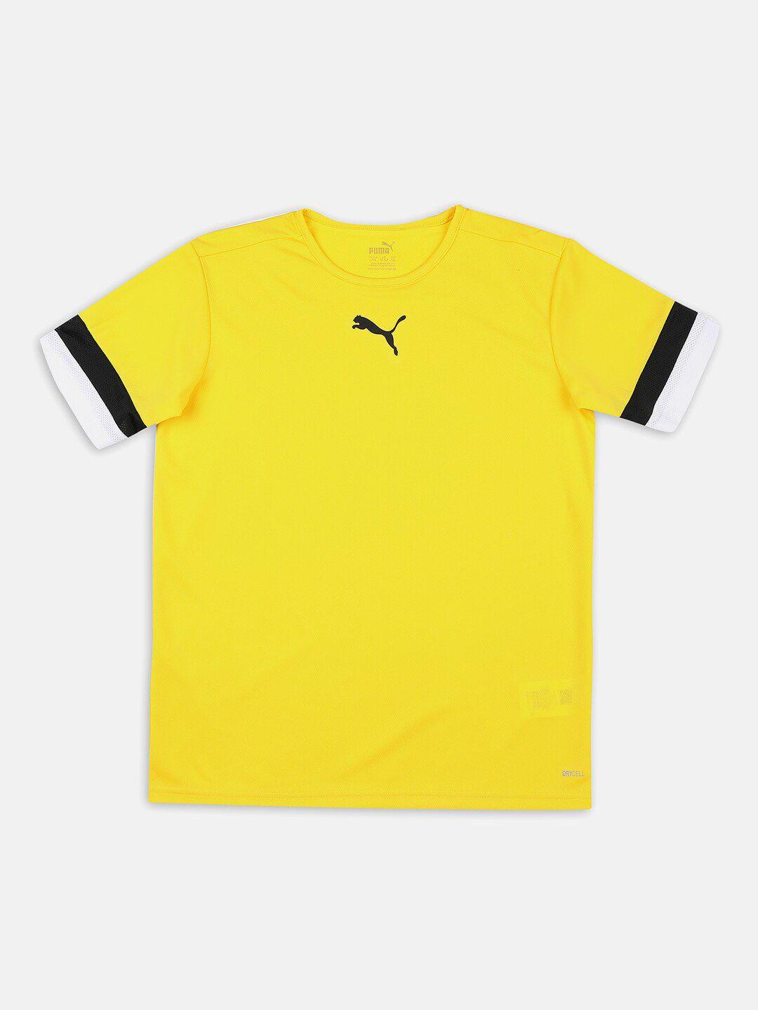 puma kids yellow & black teamrise youth football jersey