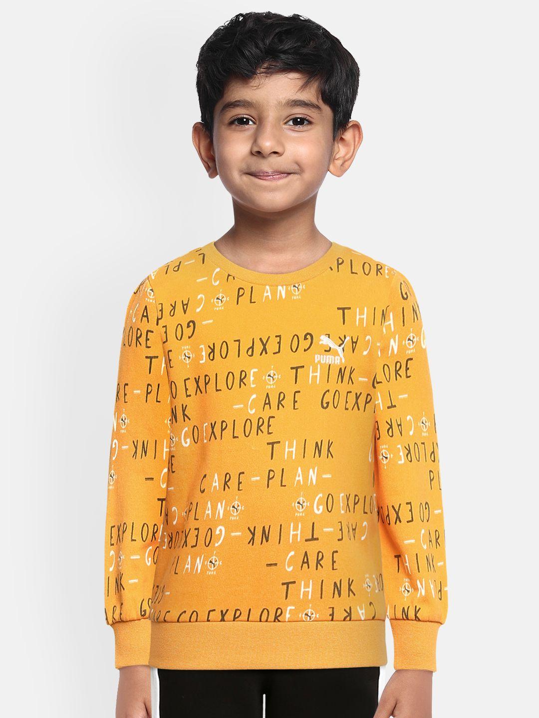 puma kids yellow time for change crew printed sweatshirt