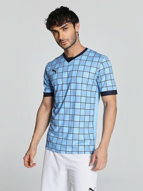 puma light blue slim fit checks mumcfc home jersey