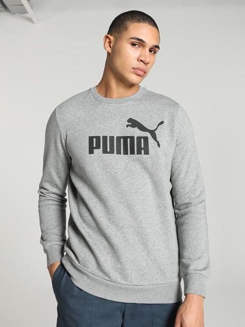 puma light grey regular fit printed sweatshirt