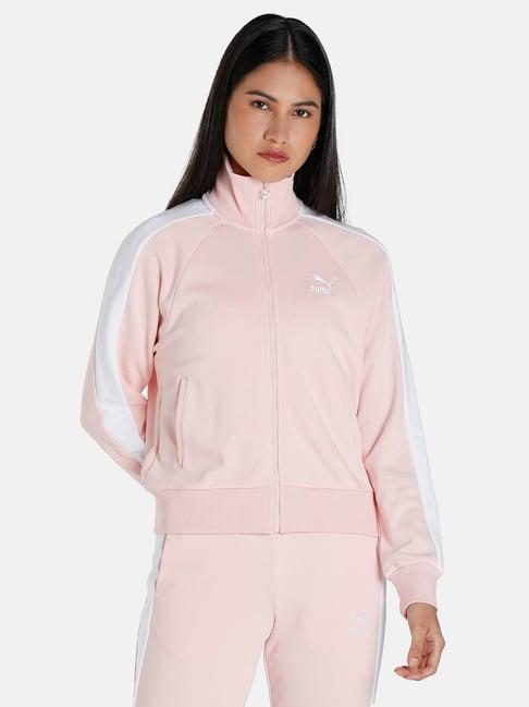 puma light peach logo print sports jacket