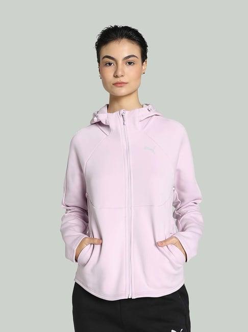 puma lilac cotton logo print sports jacket