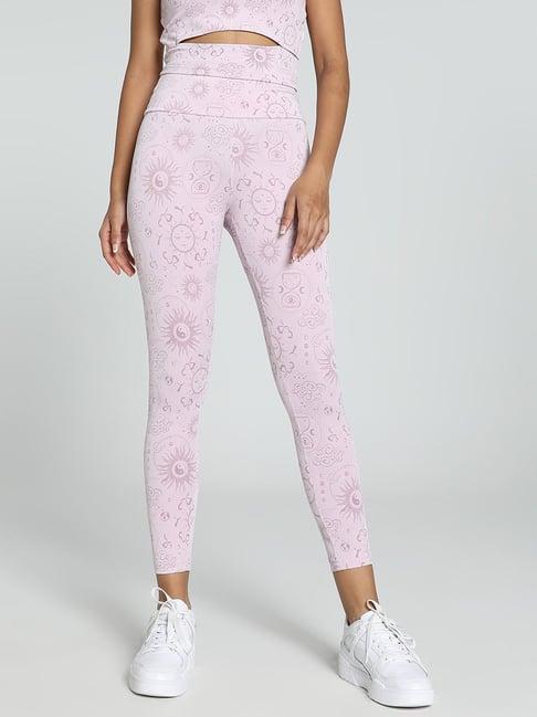 puma lilac printed sports tights