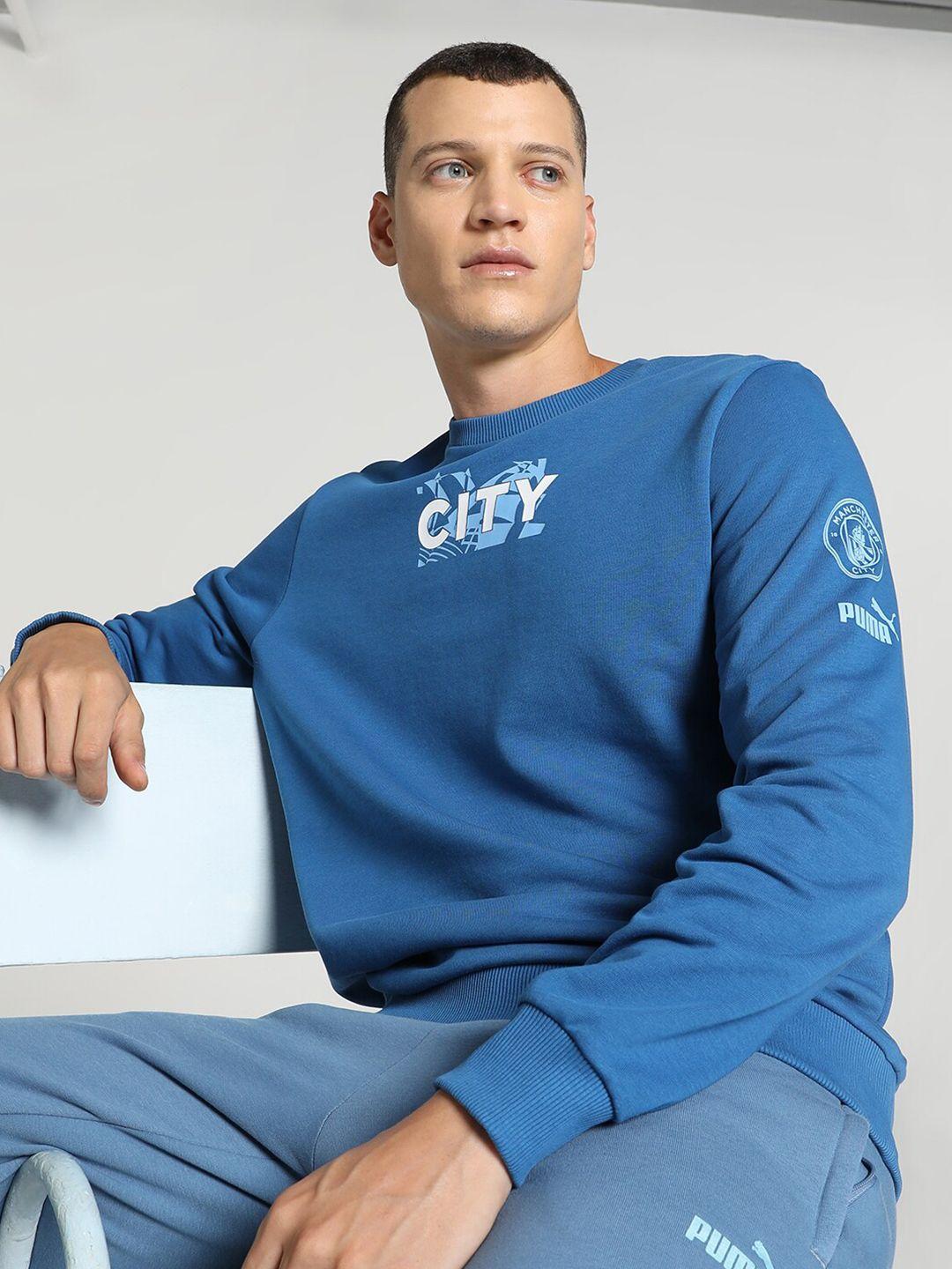 puma manchester city ftblcore printed cotton sweatshirt