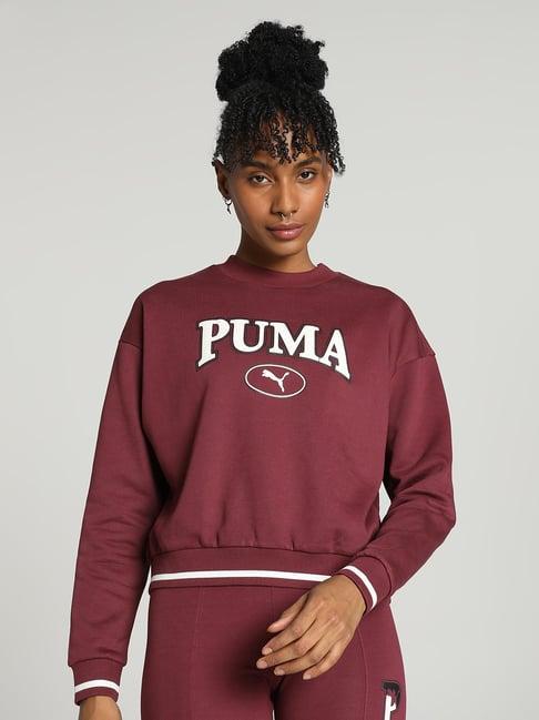 puma maroon cotton printed sports sweatshirt