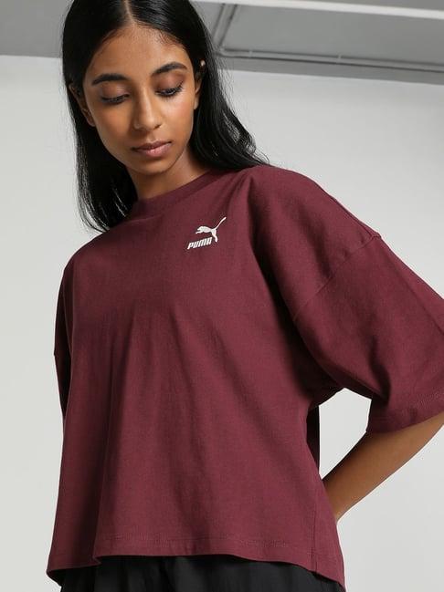 puma maroon cotton sports t-shirt