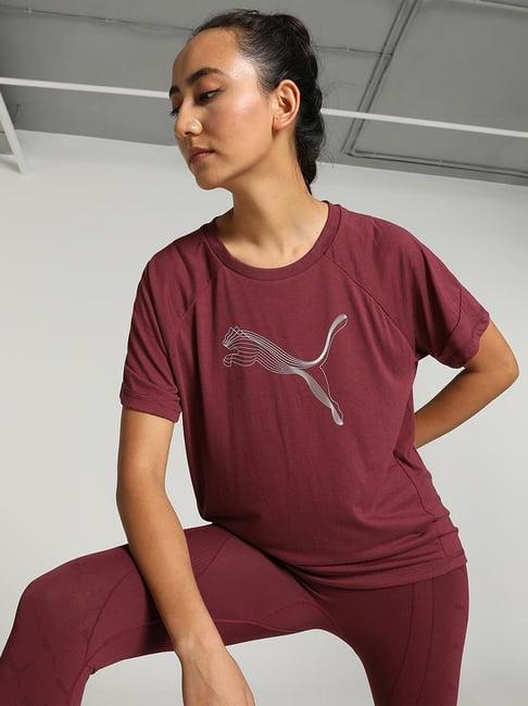 puma maroon logo sports t-shirt