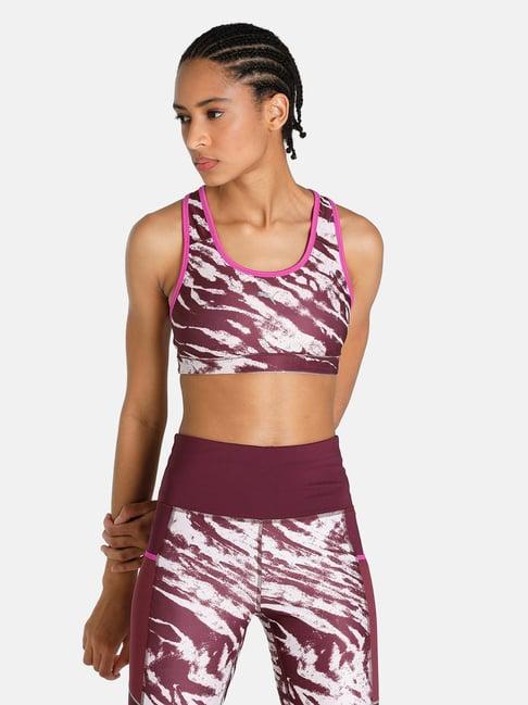 puma maroon non wired padded sports bra