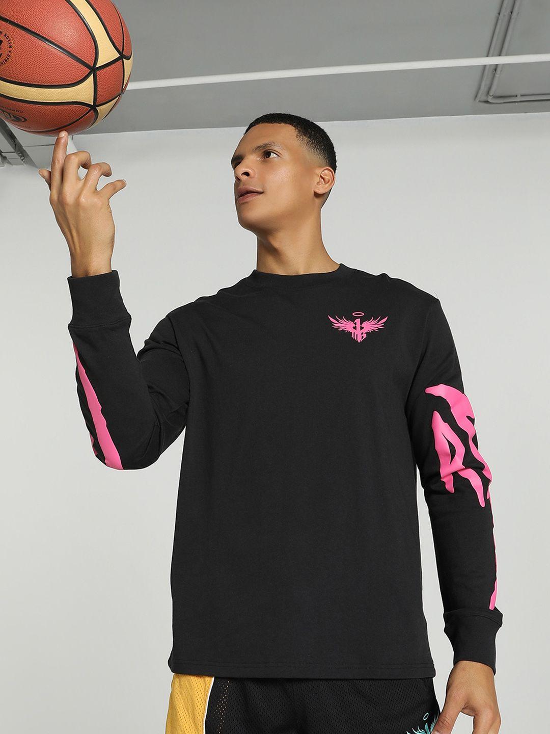 puma melo x toxic basketball graphic printed long sleeves cotton t-shirt