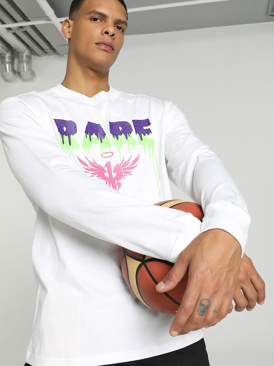 puma melo x toxic typography printed long sleeves basketball cotton t-shirt