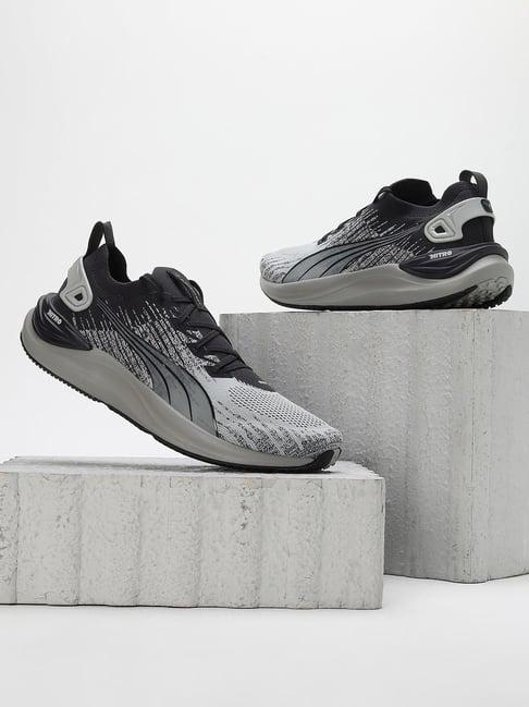 puma men's electrify nitro 3 knit concrete grey running shoes