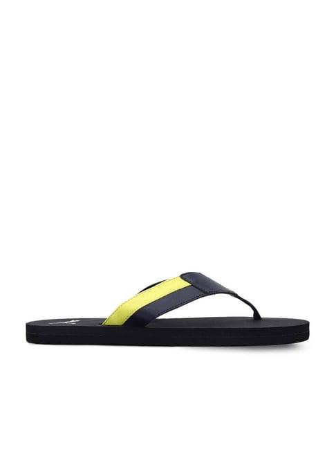 puma men's felic idp navy & yellow flip flops