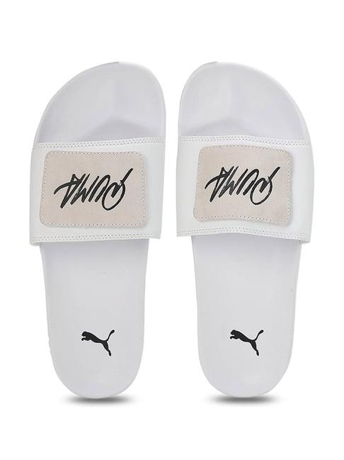 puma men's leadcat 2.0 play white slides