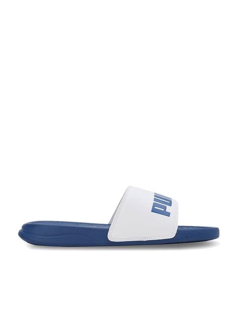 puma men's popcat 20 white slides