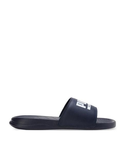 puma men's popcat pacify navy slides