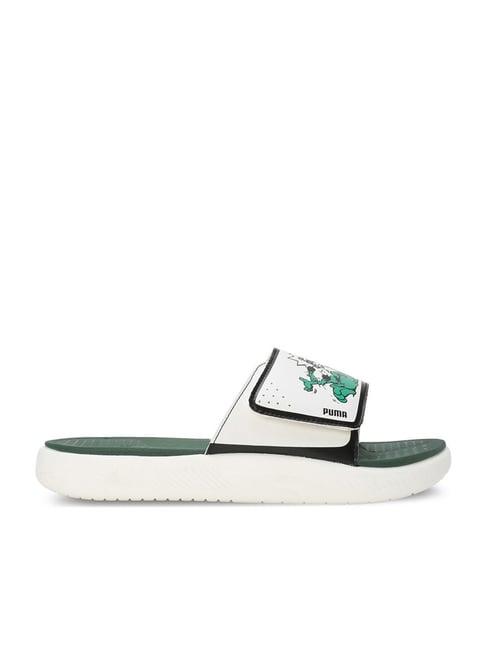 puma men's softride super white slides